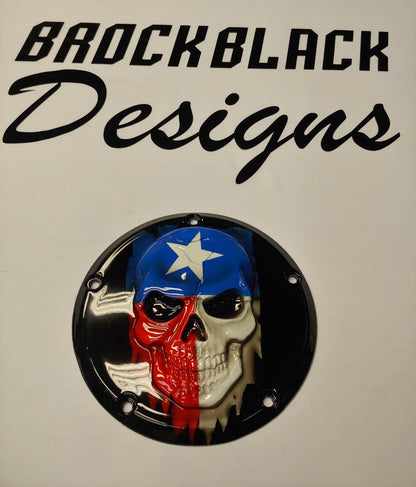 Texas flag gloss black background Harley Derby Cover