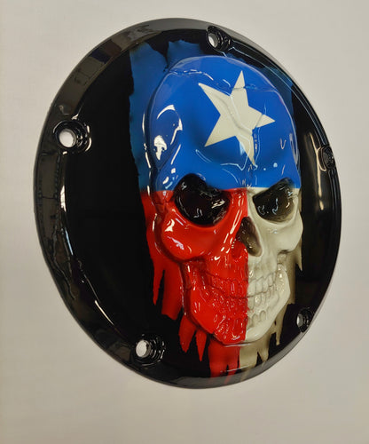 Texas flag gloss black background Harley Derby Cover