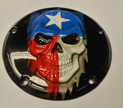 Texas flag gloss black background Harley Derby Cover