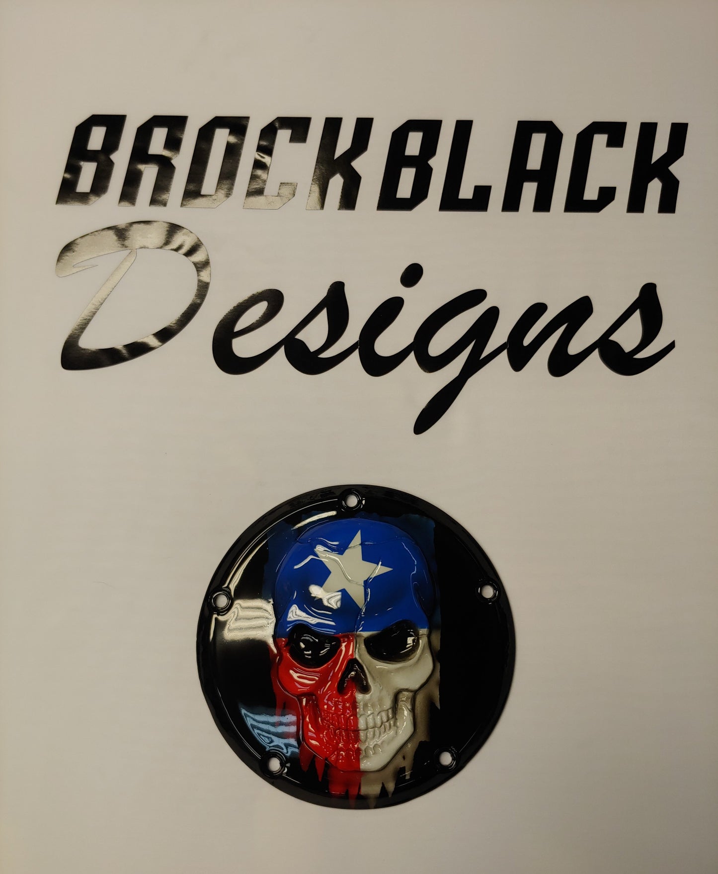 Texas flag gloss black background Harley Derby Cover