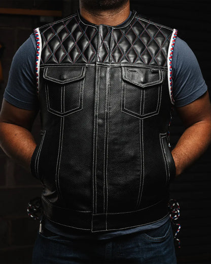 Captain Perforated Men's Motorcycle Leather Vest