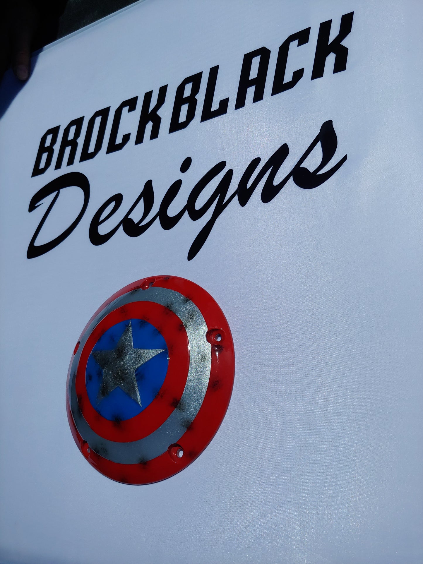 Captain America shield on touring derby cover