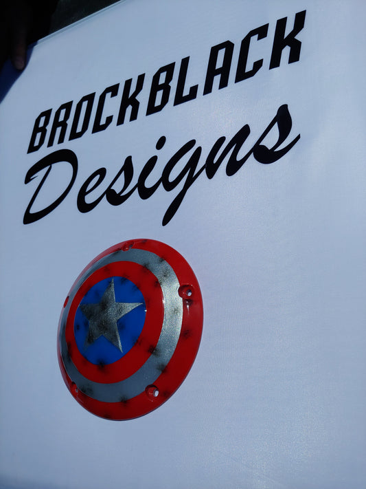 Captain America shield on touring derby cover