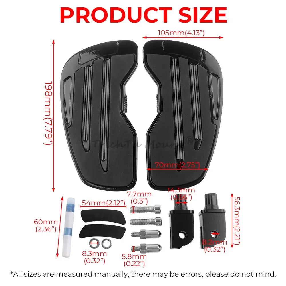 1 Pair Black Driver Footrest Wide Floorboard For Harley Softail Fat Street Bob Breakout Low Rider Sport Glide 2018+ Foot Pegs