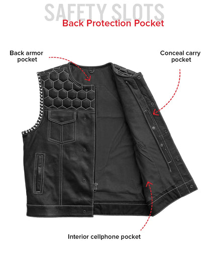 Hornet Perforated Men's Club Style Leather Vest