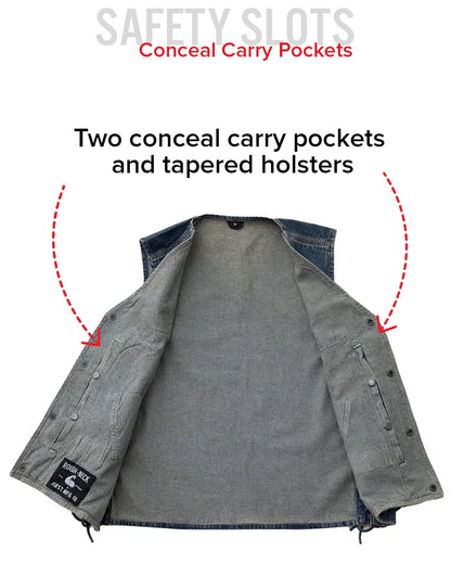 Gambler Men's Motorcycle Denim Vest