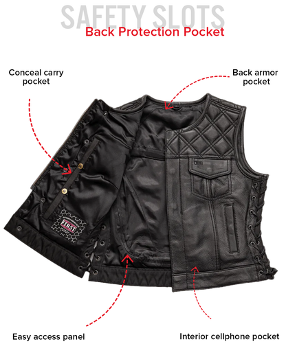 Bonnie - Women's Motorcycle Leather Vest - Diamond Quilt