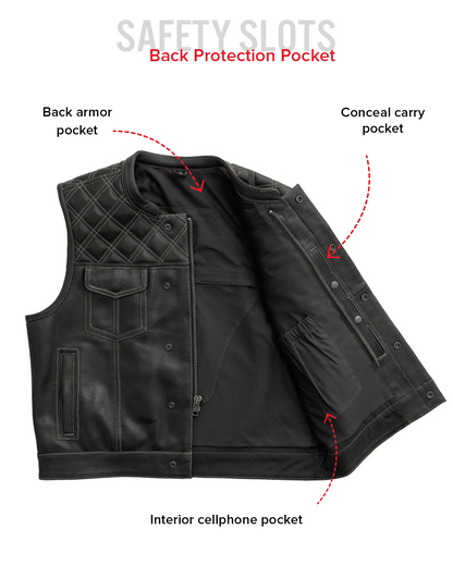 Upside Perforated Men's Club Style Leather Vest