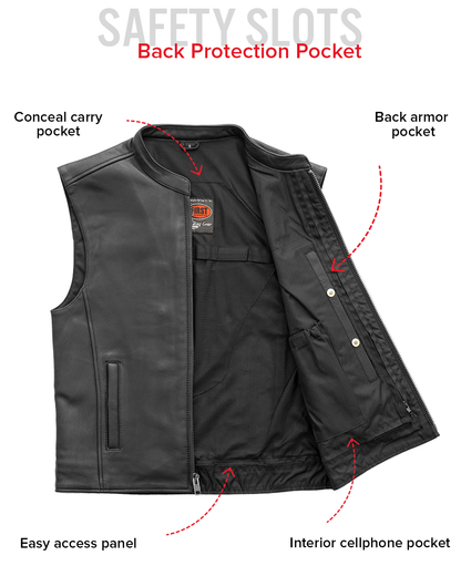 Club House Men's Leather Motorcycle Vest