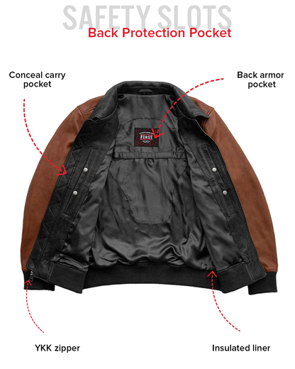 Moto Bomber Two Tone Men's Leather Jacket