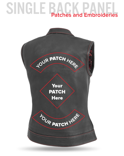 Jessica Women's Motorcycle Leather Vest - Black/Red - Limited Edition