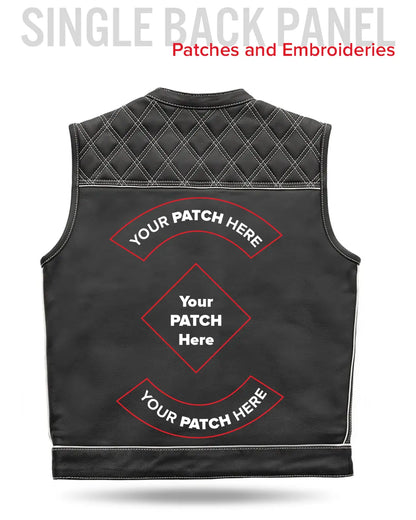 Finish Line - White Checker - Men's Motorcycle Leather Vest