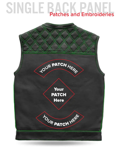 Finish Line - Green Checker - Men's Motorcycle Leather Vest