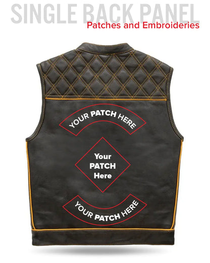 Finish Line - Gold Checker - Men's Motorcycle Leather Vest