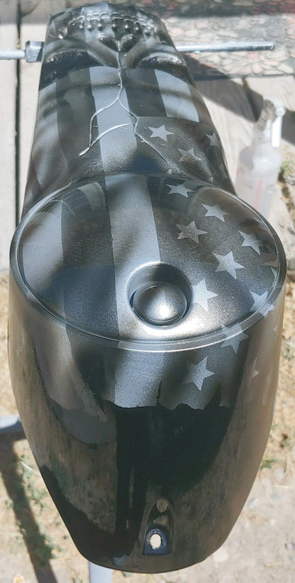 Big 3D Skull Tattered American Flag Harley console