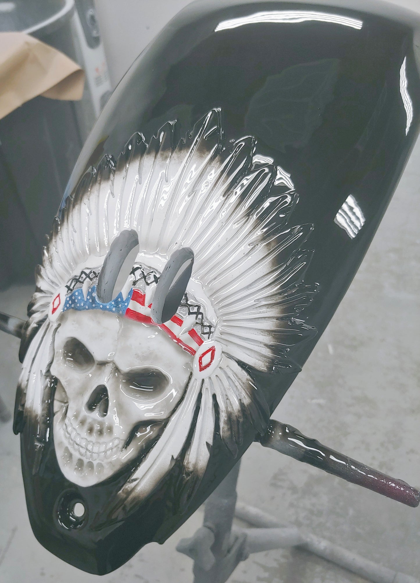 Indian 3D skull warbonnet theme console