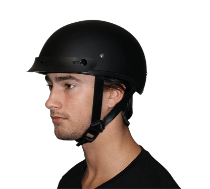 DOT Approved Daytona Skull Cap Half Shell Motorcycle Helmet - Beanie Style for Motorcycles, Cruisers, Scooters, and Mopeds W/O Visor- Dull Black