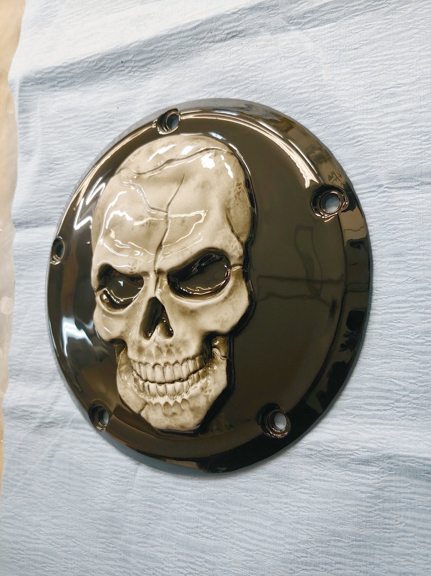 3D Skull Harley derby cover