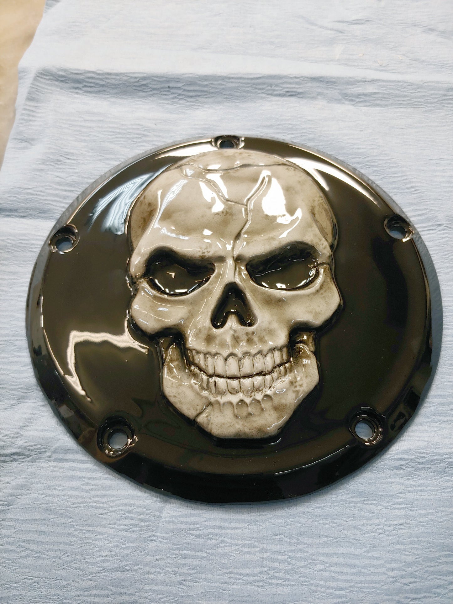 3D Skull Harley derby cover