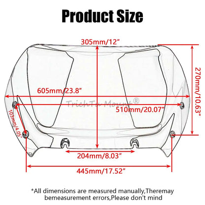 10" Front Fairing Windshield Wind Deflector Windscreen For Harley Road Glide CVO FLTRX FLTRXSE 2023 2024 Motorcycle Accessories