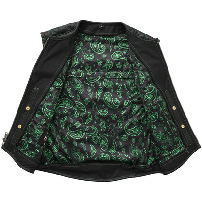 Tactical Emerald Men’s Motorcycle Leather Vest