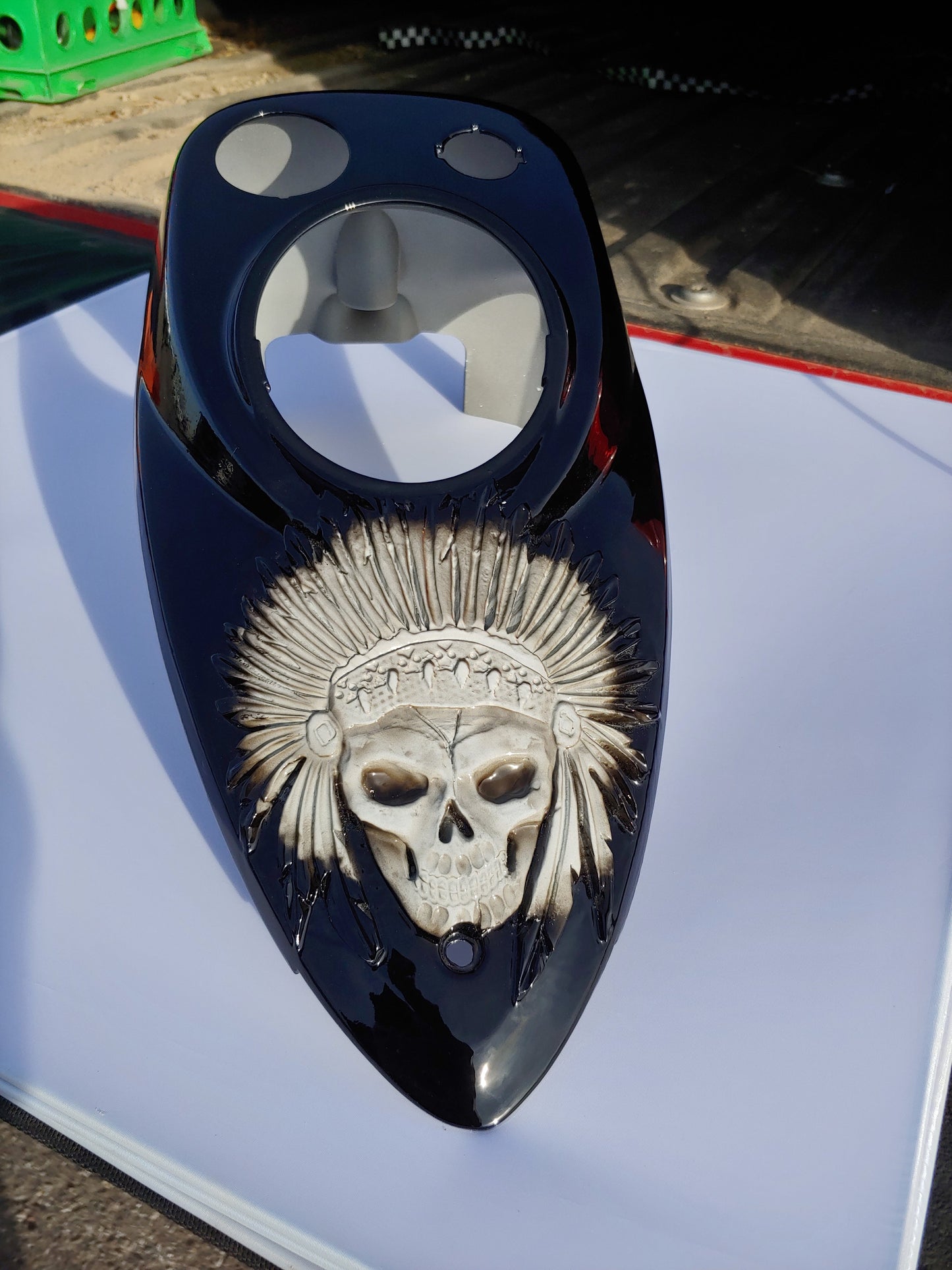 Indian chief vintage 3D skull warbonnet theme console