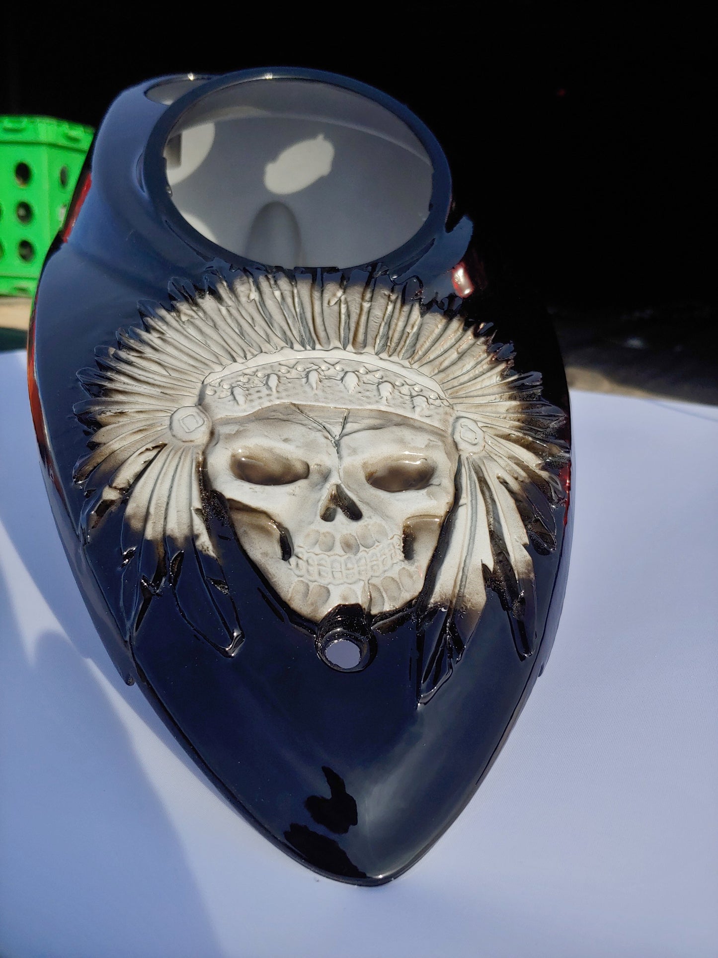 Indian chief vintage 3D skull warbonnet theme console
