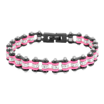 SK2097  Mini Size Two Tone Black Pink With White Crystal