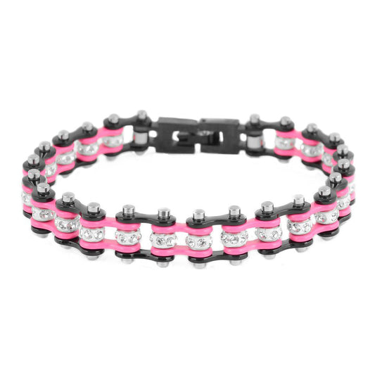 SK2097  Mini Size Two Tone Black Pink With White Crystal