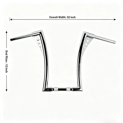 Motorcycle Handlebars 1 1/4" Ape Hangers 12" Rise Batwing Handle Bar For Harley Davidson Softail FLST FXST Sportster XL Dyna Road King Chrome