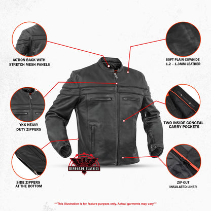 Full Hand Black Leather Motorcycle Jacket