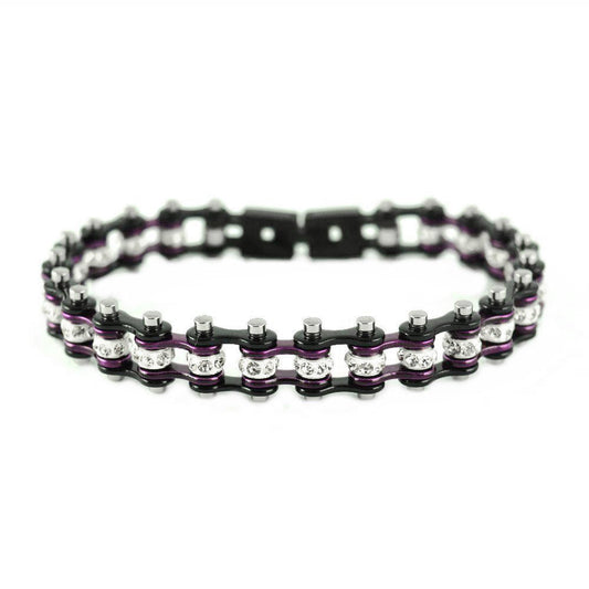 SK2009 Wide Mini Size Two Tone Black Candy Purple With White