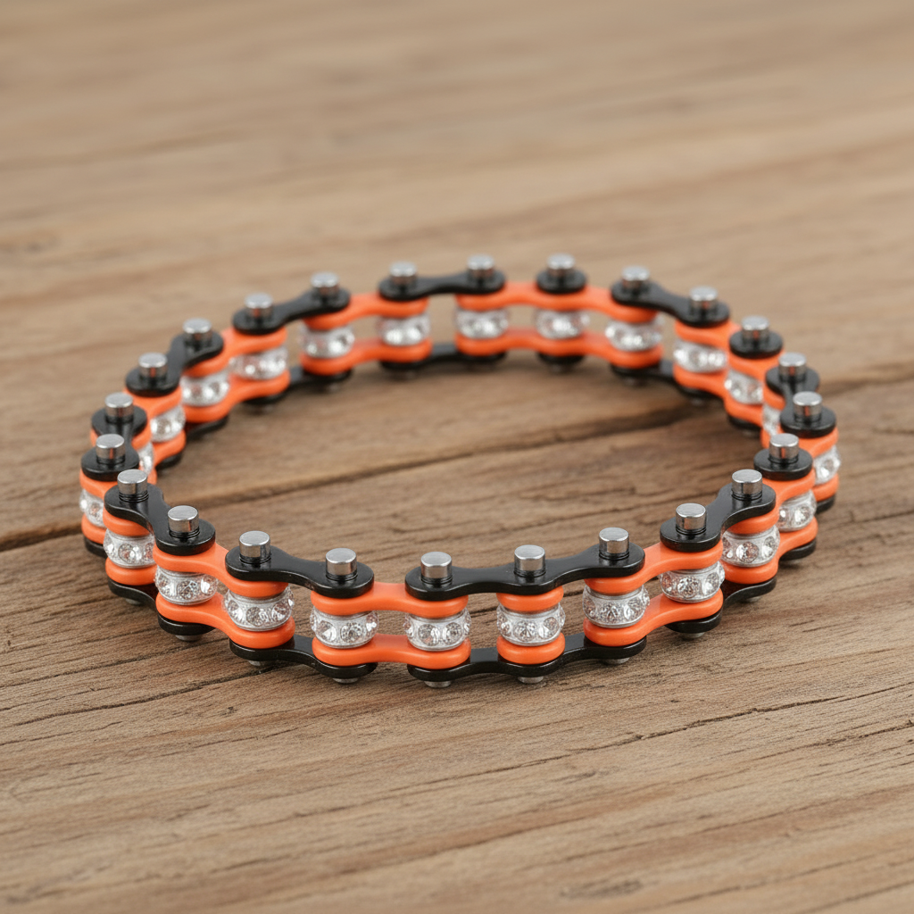 SK2012 Two - Tone Black & Orange Crystal Bracelet