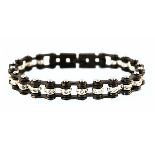 SK2020  Mini Size Gunmetal With White Crystal Centers