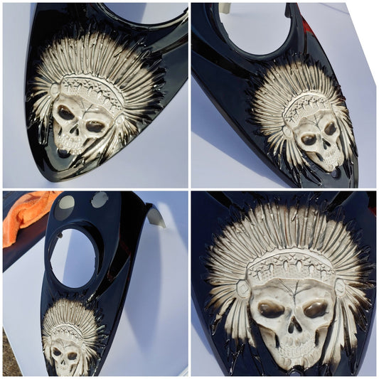 Indian chief vintage 3D skull warbonnet theme console