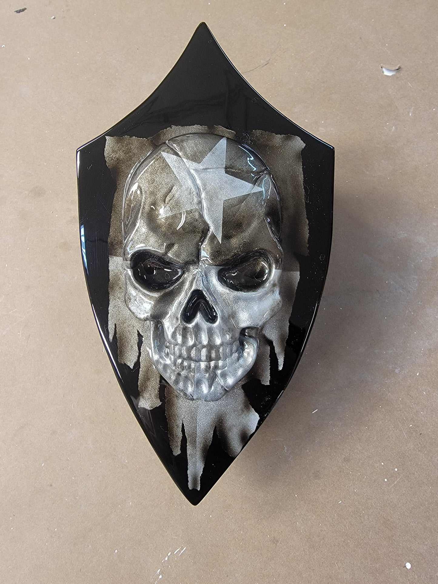 Harley horn 3D skull with tattered texas flag