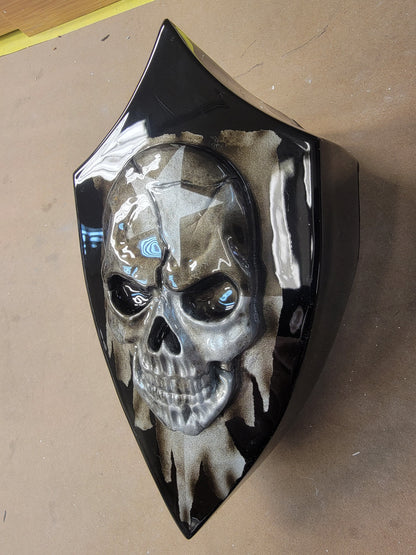 Harley horn 3D skull with tattered texas flag