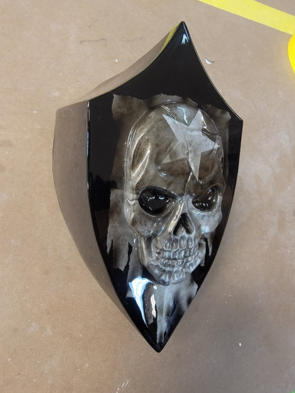 Harley horn 3D skull with tattered texas flag