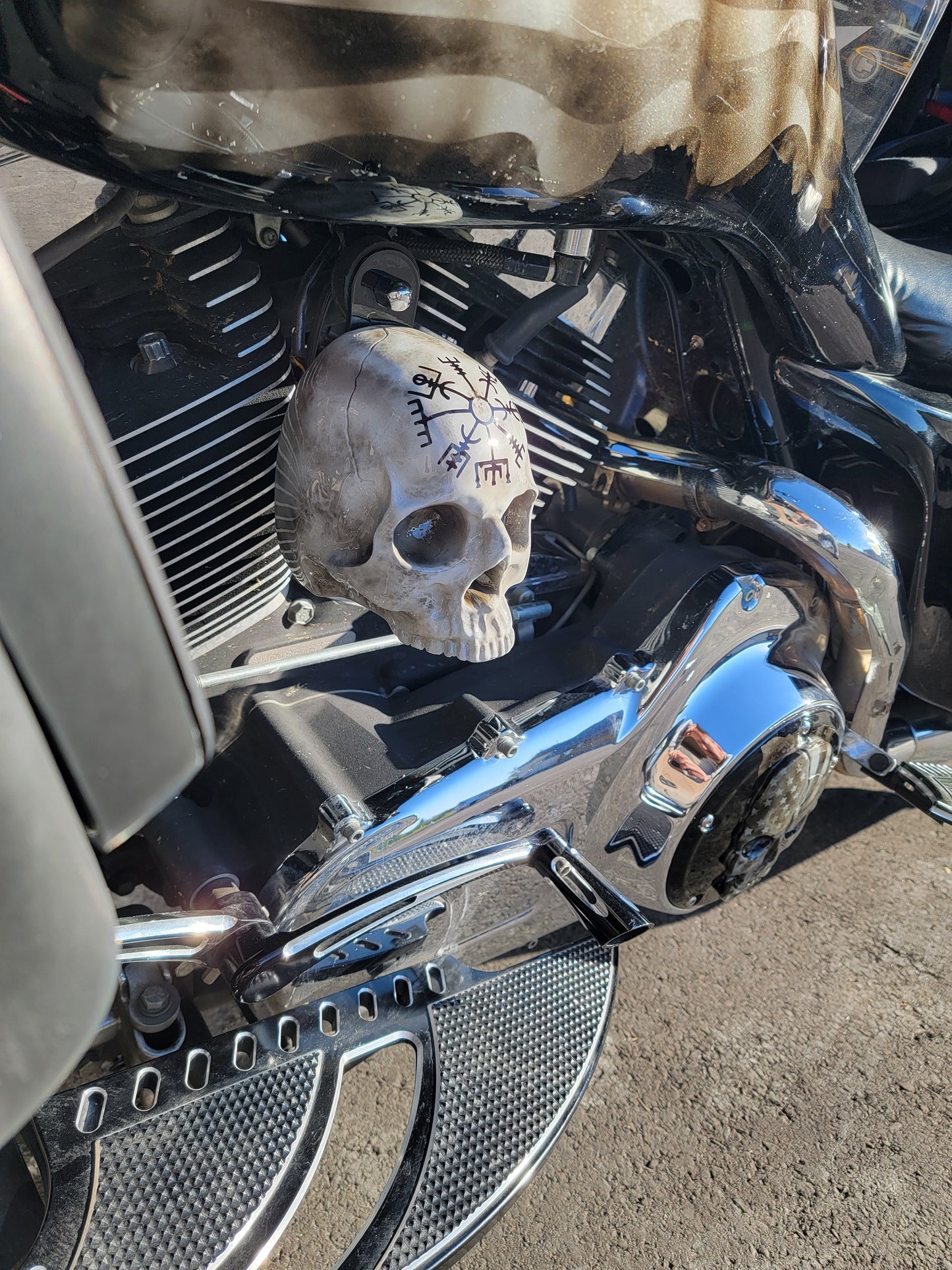 Ancient skull Deathly Hallows symbol horn cover