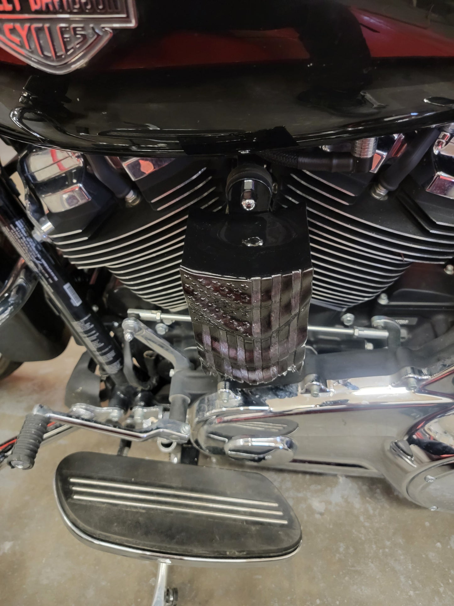 Draped American flag horn cover