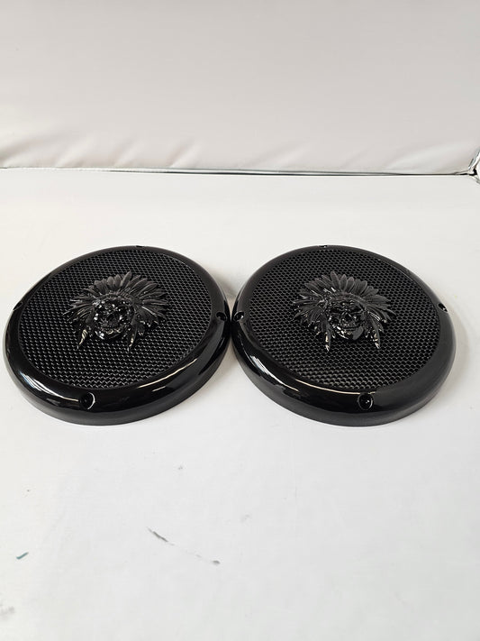 A set of bag 3D skull warbonnet speakers grill covers