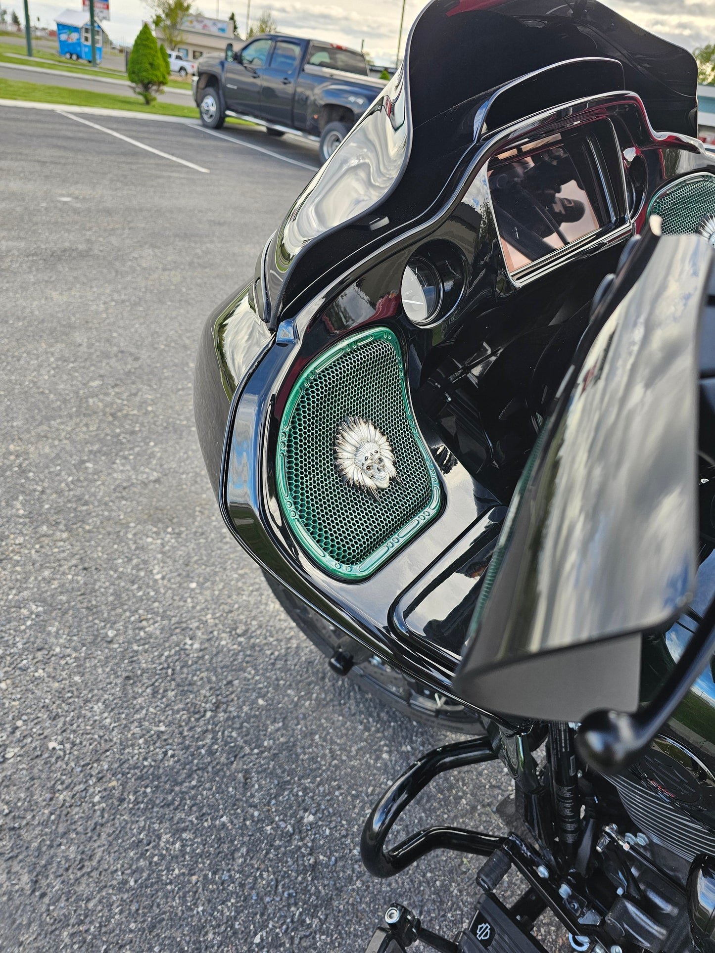 98-2024 Road Glide 3D skull warbonnet speakers grill covers set