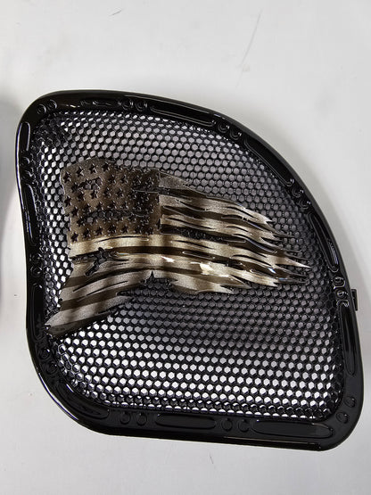 98-2024 Road Glide 3D tattered flag speakers grill covers set