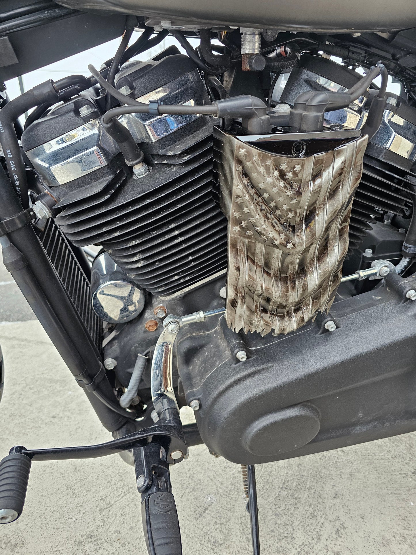 Draped American flag coil cover
