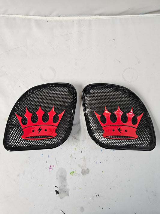98 to 2024 Road Glide 3D crown speakers grill covers set
