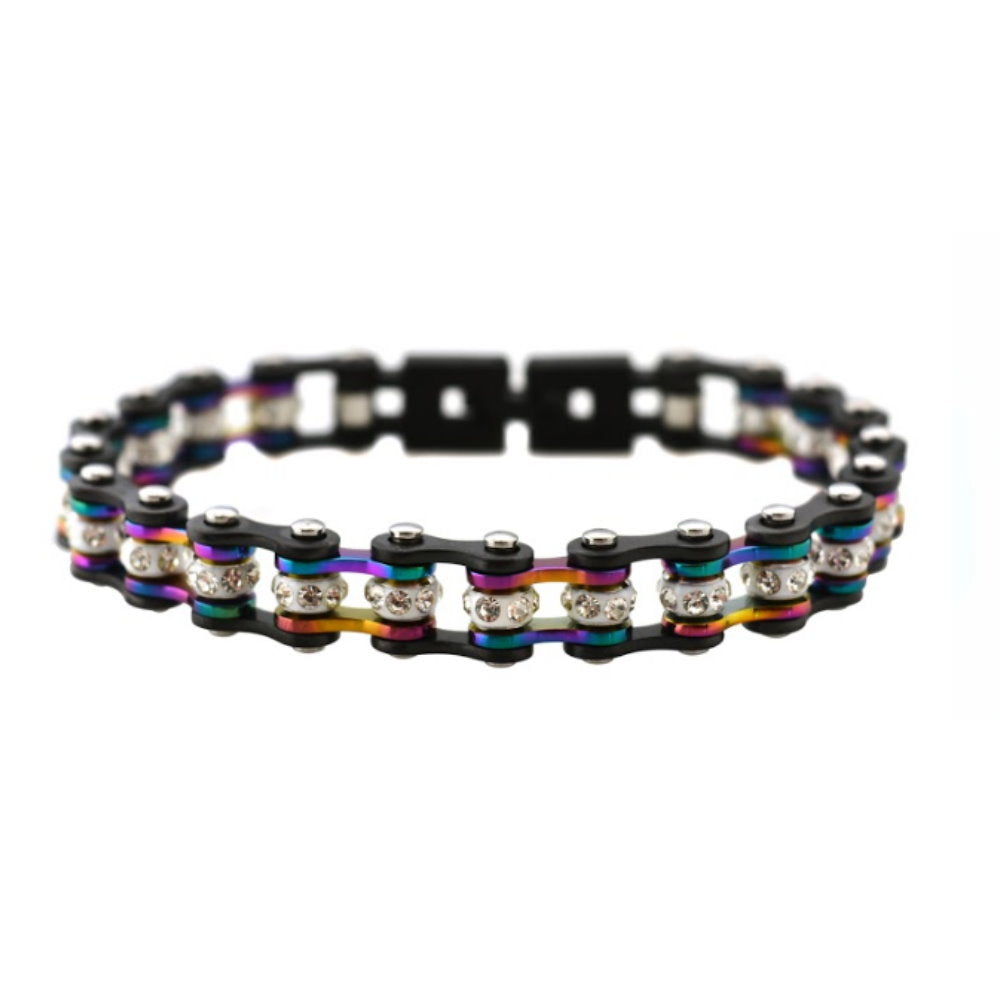 SK2026  Mini Size Gunmetal/Irredisent With White Crystal