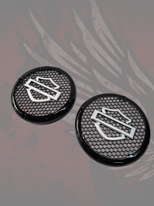 A set of bag shield theme speakers grill covers