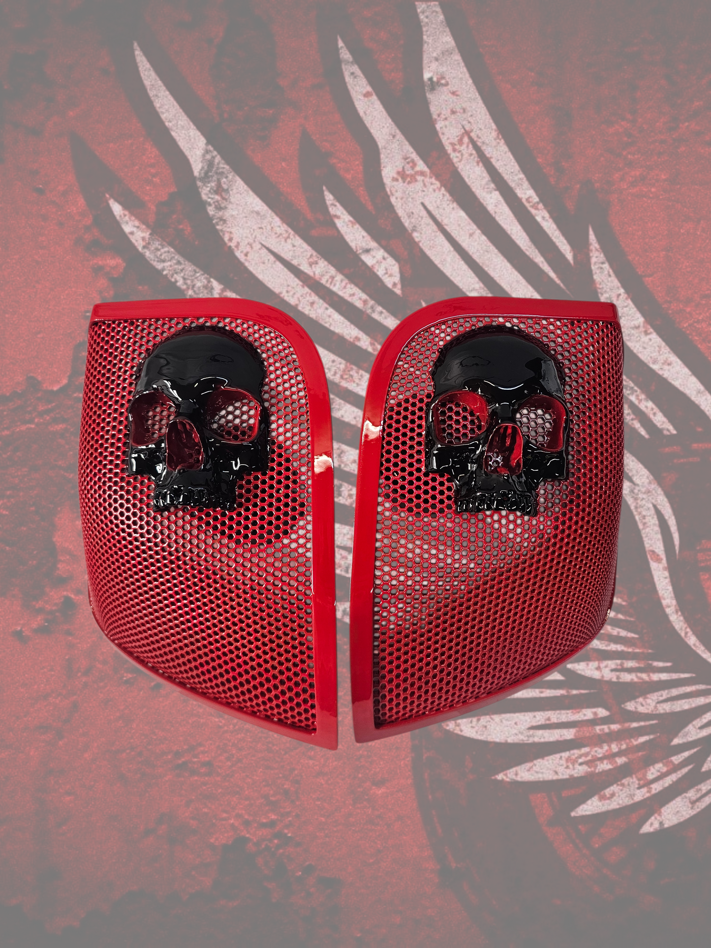 14-24 Harley Davidson bag lid Speaker Grill Cover Ancient Skull