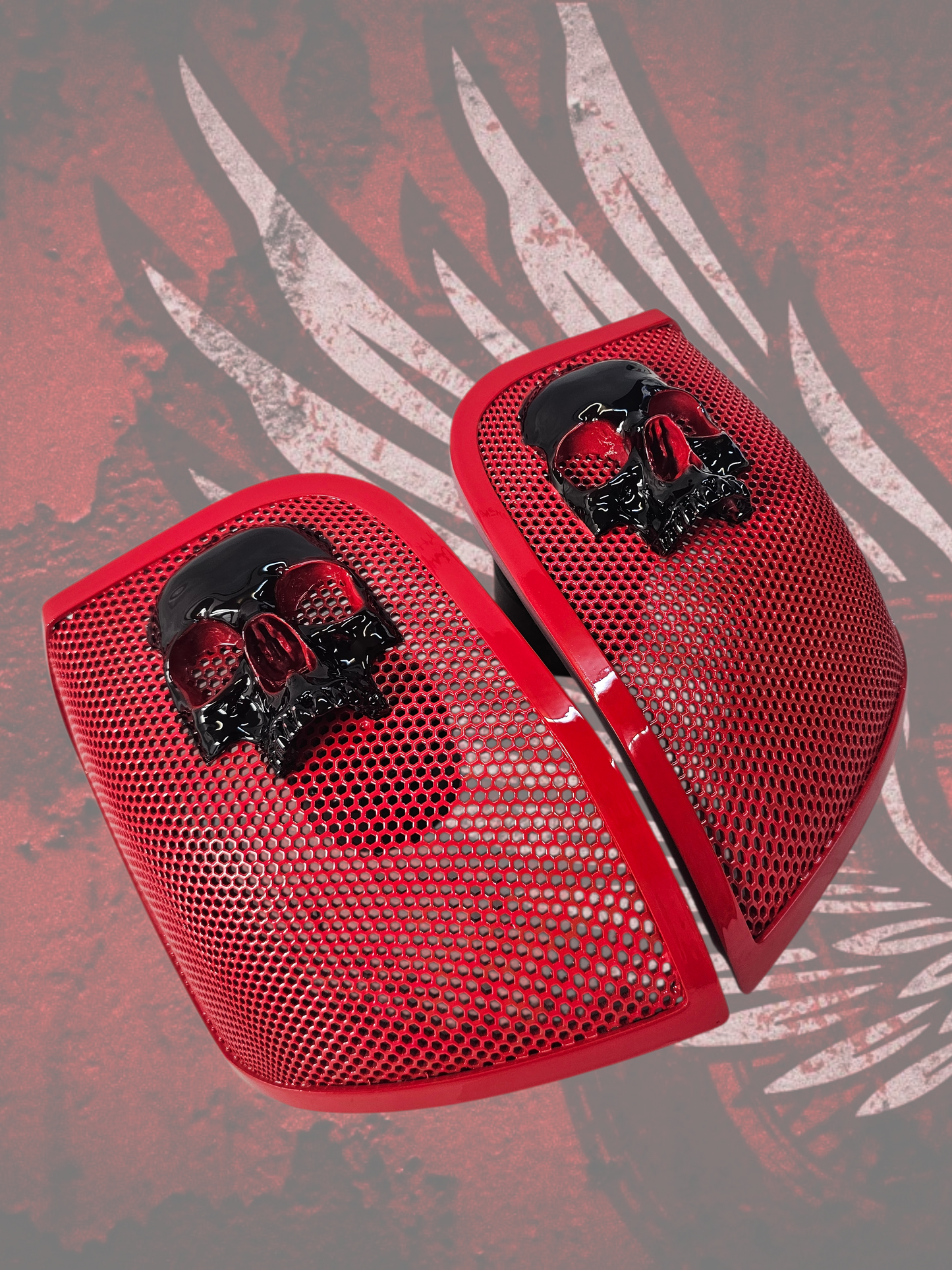 14-24 Harley Davidson bag lid Speaker Grill Cover Ancient Skull