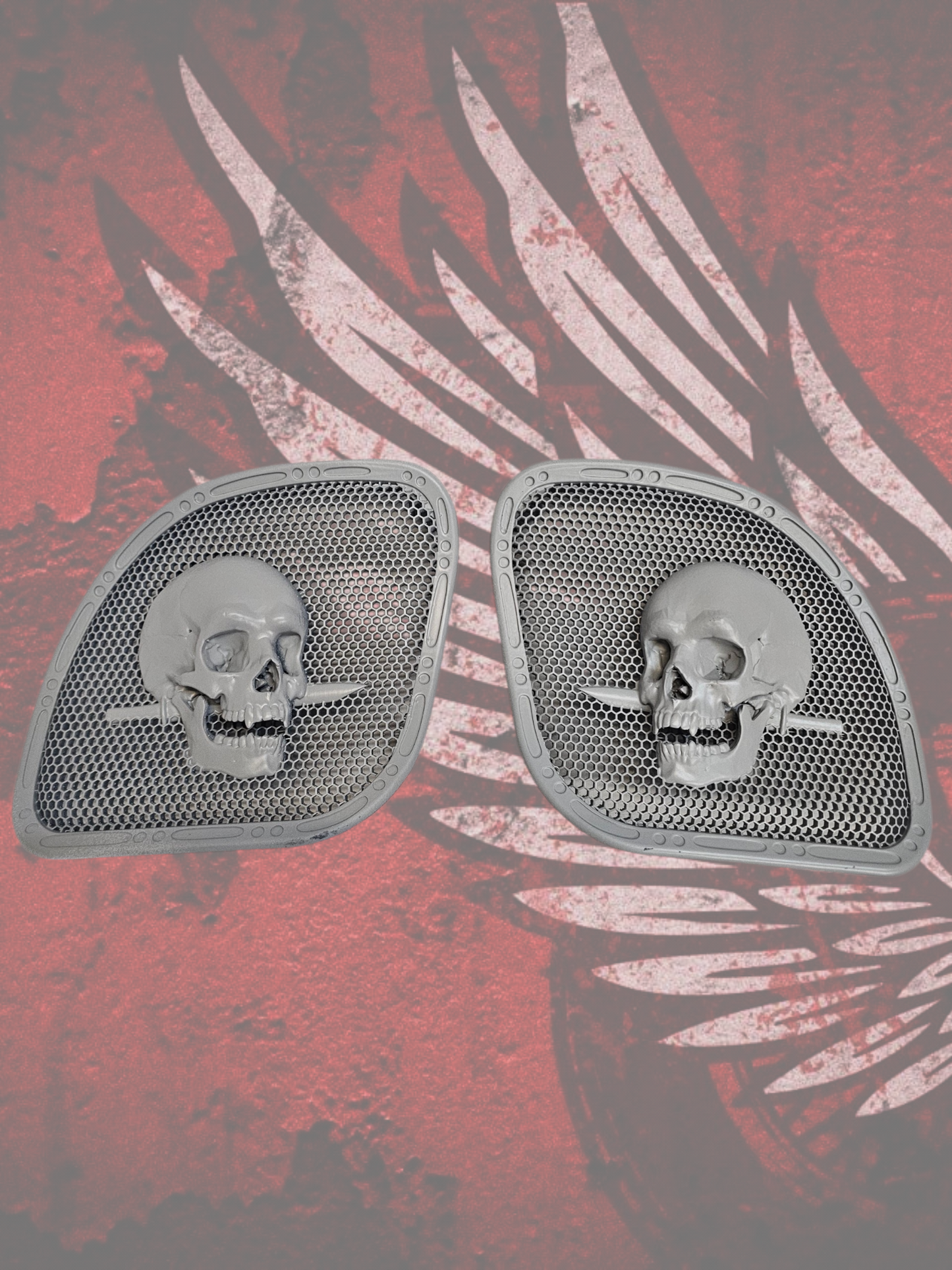 98 to 2024 Road Glide 3D skull and dagger speakers grill covers set